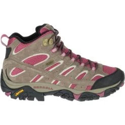 MERRELL Women's Moab 2 Mid Waterproof Hiking Boots, Boulder/ Blush -Fierce Femme 2033039 201 alt6