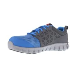 REEBOK WORK Women's Sublite Cushion Work Alloy Toe Work Shoes, Blue/ Grey, Wide -Fierce Femme 2033646 408 alt1