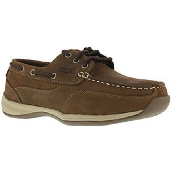 ROCKPORT WORKS Women's Sailing Club 3 Eye Tie Steel Toe Boat Shoe, Brown 3 ROCKPORT WORKS Women's Sailing Club 3 Eye Tie Steel Toe Boat Shoe, Brown