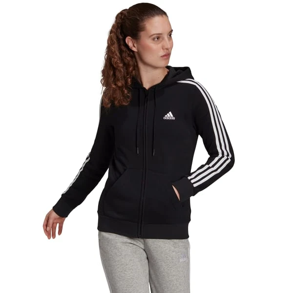 ADIDAS Women's Essentials 3-Stripe Full Zip Hoodie 4 ADIDAS Women's Essentials 3-Stripe Full Zip Hoodie - Image 2