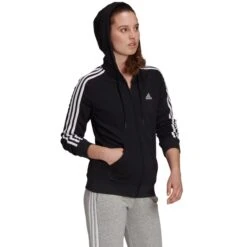 ADIDAS Women's Essentials 3-Stripe Full Zip Hoodie 11 ADIDAS Women's Essentials 3-Stripe Full Zip Hoodie -Fierce Femme 2074489 001 alt3