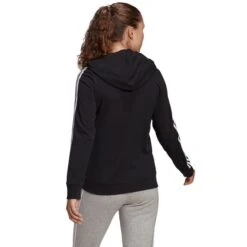 ADIDAS Women's Essentials 3-Stripe Full Zip Hoodie -Fierce Femme 2077887 001 alt2