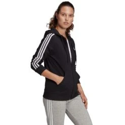ADIDAS Women's Essentials 3-Stripe Full Zip Hoodie -Fierce Femme 2077887 001 alt3