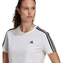 ADIDAS Women's Essentials Loose 3-Stripes Cropped Tee -Fierce Femme 2077997 101 alt4