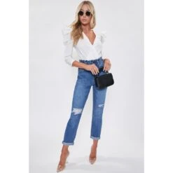 YMI Juniors Hybrid Dream Jean With Paperbag Waist -Fierce Femme 2078089 405 alt3