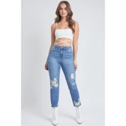 YMI Juniors' Dream Fit Mom Jeans -Fierce Femme 2078153 403 alt2