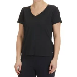 RBX Women's Peached Interlock Short-Sleeve V-Neck Tee, 2 Pack