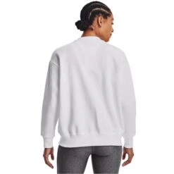 UNDER ARMOUR Women's UA Rival Fleece Crest Graphic Crew -Fierce Femme 2082347 101 alt3