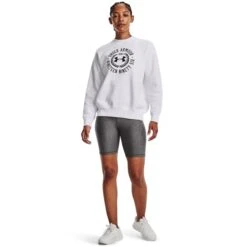 UNDER ARMOUR Women's UA Rival Fleece Crest Graphic Crew -Fierce Femme 2082347 101 alt5