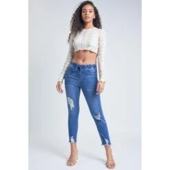 YMI Juniors' High-Rise Denim Ankle Jogger -Fierce Femme 2083004 405 alt3