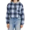 NO COMMENT Juniors' Cropped Flannel W/ Hood -Fierce Femme 2083972 402 main