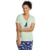 LIFE IS GOOD Women's Wag On Lab Snuggle Up Relaxed Short-Sleeve Sleep Vee -Fierce Femme 2087636 314 main