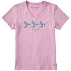 LIFE IS GOOD Women's Three Hummingbirds Crusher Vee