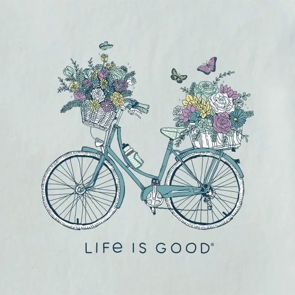 LIFE IS GOOD Women's Bike Flower Baskets Short-Sleeve Vee 4 LIFE IS GOOD Women's Bike Flower Baskets Short-Sleeve Vee - Image 2