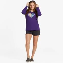 LIFE IS GOOD Women's Floral Rainbow Heart Long-Sleeve Crusher-LITE Hooded Tee 9 LIFE IS GOOD Women's Floral Rainbow Heart Long-Sleeve Crusher-LITE Hooded Tee -Fierce Femme 2087661 502 alt3