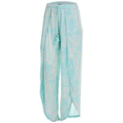 ANGIE Juniors' Tropical Print Tie Waist Wide Leg Pants
