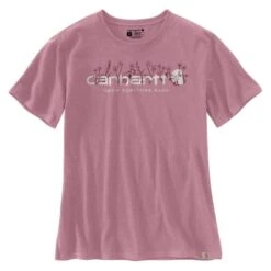 CARHARTT Women's 105736 Loose Fit Heavyweight Short-Sleeve Floral Logo Graphic T-Shirt